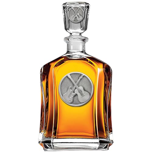 Image of Heritage Pewter Guitars Capitol Decanter | 24 OZ Whiskey Decanter for Liquor with Airtight Stopper | Expertly Crafted Pewter Glass