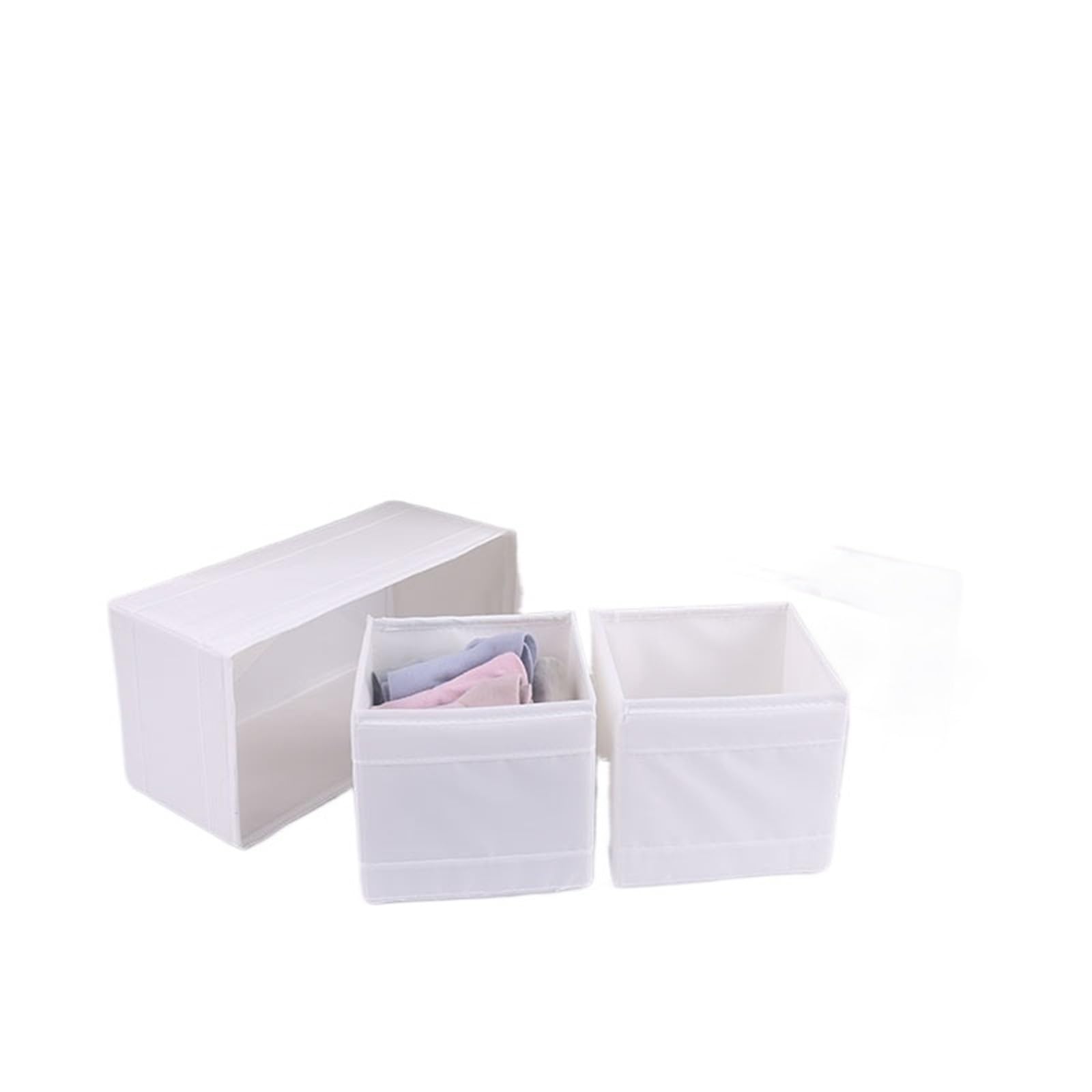 CGUOHU Washable Folding Cloth Underwear Sundries Storage Organizer Box Set For Wardrobe Storage(White set of 12)