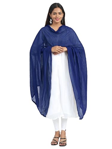 Image of Miraan Solid Pure Cotton Dupatta with Pom Pom Border, 2.25 meters length (DUPCOTTON)