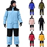 Thermal Waterproof Suit Adult Ski Suit Women Two Piece Waterproof Thick Hood Zipper Pocket Jacket Thermal Contrasting Colours Toursers Windproof Outdoor Protection Wear-Resistant All In One Large