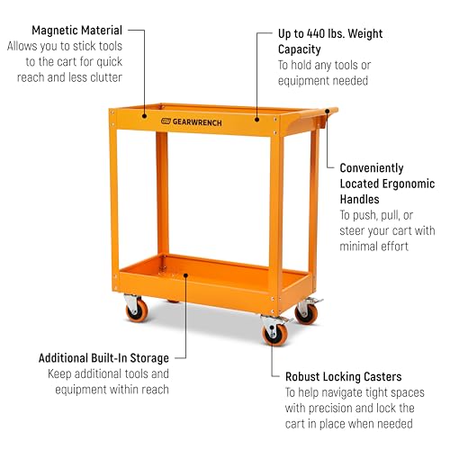 GEARWRENCH 36" 2-Shelf Steel Automotive Utility Cart | GWMSC by GEARWRENCH - Image 2