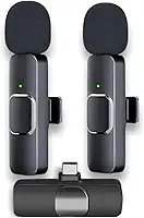 Kit Microfone Lapela Sem Fio Duplo USB-C – Redução de Ruído, Bateria 5h, Alcance 20m – Compatível com iPhone 15/16 e Android – Ideal para Vídeo, Entrevista, Vlog
