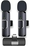 Kit microfone lapela sem fio duplo usb-c – redução de ruído bateria 5h