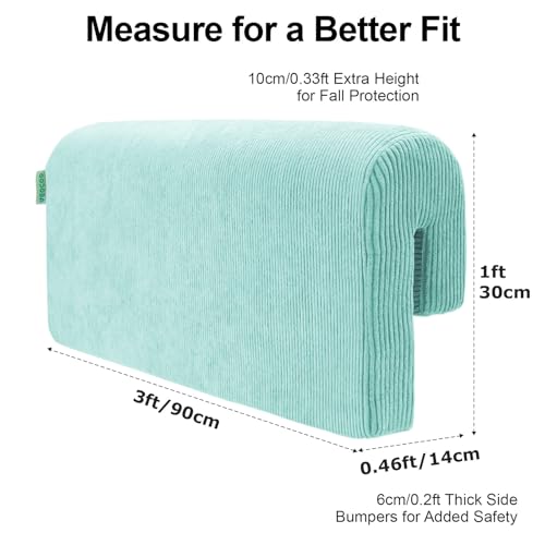 Image of AEOCOO Bed Bumpers for Toddlers, Size 3 Ft, Toddler Bed Rail Bumper Protector for Loft Beds & Bunk Beds, Bed Rail Height Extender Bed Guardrail, Anti-Bump | Fall Prevention, Blue