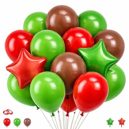 Ballons en latex avec étoiles rouges et vertes, décorations d'anniversaire gamers