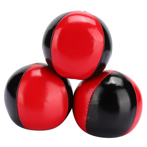 Masyrt Lot de 3 balles de jonglage Rouges et Noires, Jouets de EPS Portables pour débutants, en Cuir PU, pour débutants et Experts