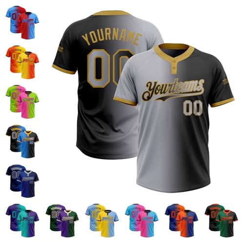 Camisetas Deportivas de Sóftbol Gradiente Personalizadas con Dos Botones para Equipo Unisex