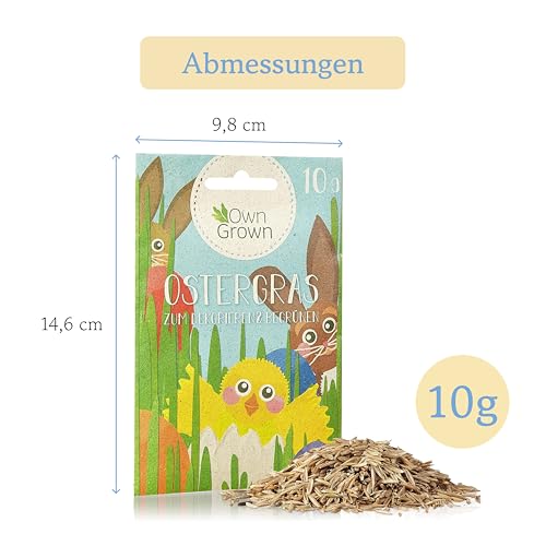 Ostergras Grün Samen zum Dekorieren und Begrünen - 10g Schönes Ostergras für die Anzucht auf Fensterbank, Balkon, in Topf und Schale - Katzengras Samen - Premium Pflanzensamen OwnGrown