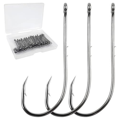 Hameçons de pêche décalés lot de 50 pièces en acier carbone taille 3/0 pour carnassiers