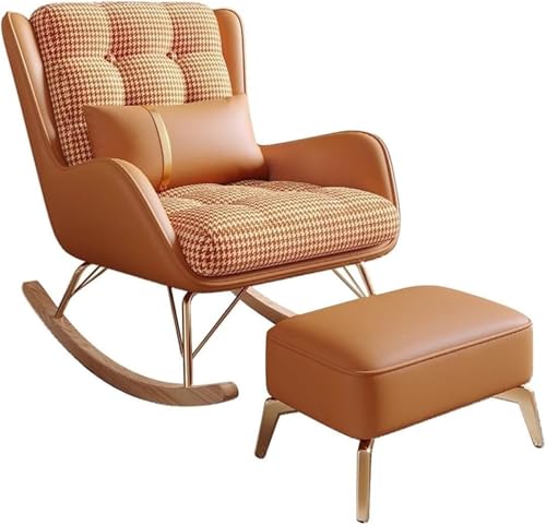 Moderna mecedora reclinable para sala de estar, con reposapiés, balcón, silla relajante, sillón suave para dormitorio, sala de estar, silla de lectura, color naranja