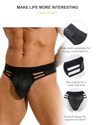 ohyeahlady Jockstraps for Men Low Rise G-String Thong Underwear and Mens Lace Underwear Sexy Thong G-String (Black M)4