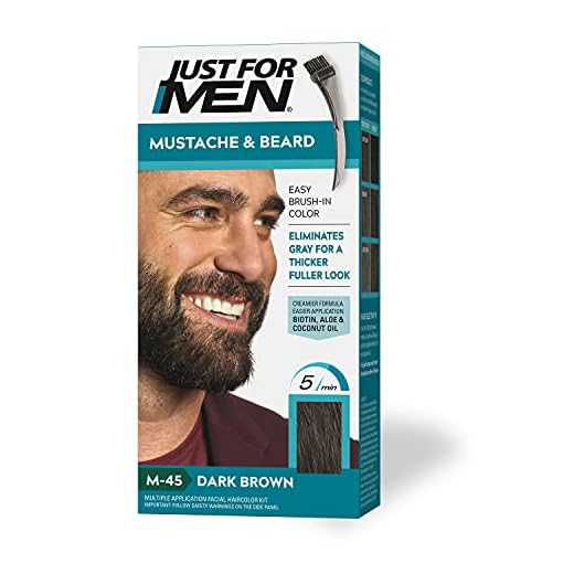 Just For Men Bigode e barba, coloração de barba para cabelos grisalhos com escova incluída - Cor: Marrom escuro, M-45