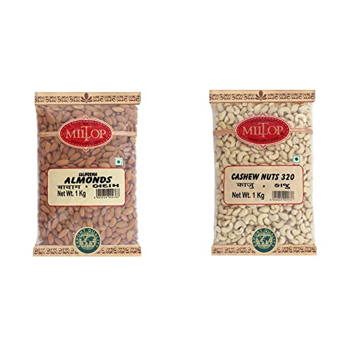Image of Miltop California Almonds, 1kg + Miltop Cashew W320, 1kg