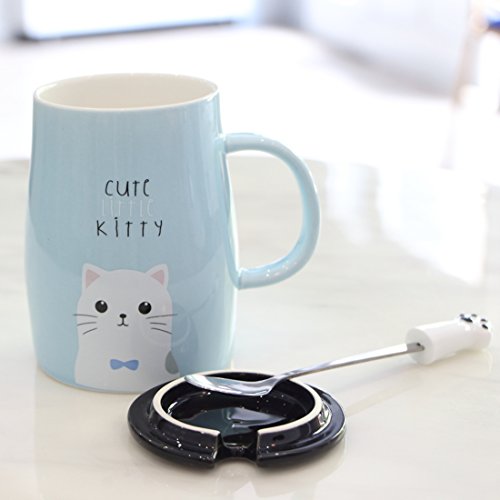 Angelice Home Cute Kitty Mug Cat Mug With Creative Stainless Steel Spoon, Novelty Coffee Mug For Kitty Lovers #TOP1