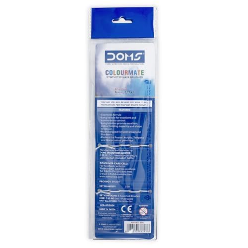 Image of DOMS COLOURMATE Synthetic Hair Brushes Round Set of 5 (0,1,2,4,6)