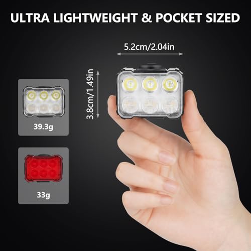 Ainiv Bike Lights Front and Rear, Wodoodporne LED Bike Light, Ultra Slim USB Rechargeable Bike Lights, Zestaw świateł rowerowych do jazdy na rowerze, MTB, rower hybrydowy, jazda nocna