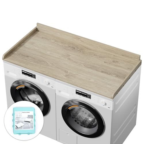 WENRENER Washer Dryer Countertop, Laundry Room Wood Topper with Edge, 27.5