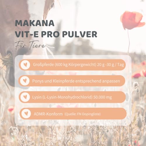 Makana VIT-E PRO Pulver für Pferde, OHNE SELEN, 1 kg