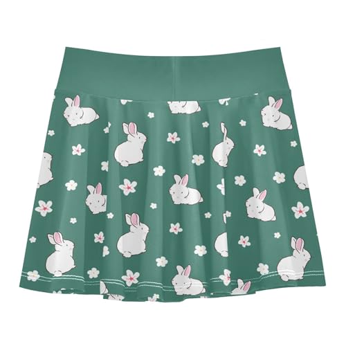 Girls Skorts High Waist Athletic Skirts with Shorts Bunnies Flower Stretchy Teens Performance Tennis3