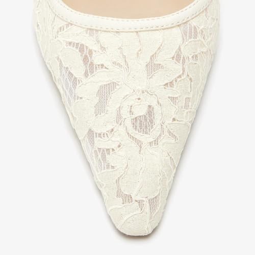 Women's Slingback Kitten Low Heels Mesh Pumps Closed Pointed Toe Dress Lace Shoes2