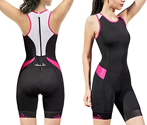Women's Triathlon-Suit One-Piece Sleeveless Tri-Suit - Padded Quick-Drying Slimming for Running Swimming Cycling