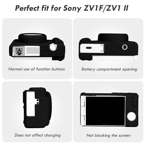 Rieibi ZV-1F Case, Soft Silicone Protective Camera Case for Sony ZV1F/ZV-1M2/ZV-1 Mark II, Lightweight Black - Image 3