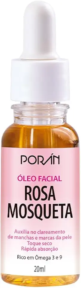 Óleo de Rosa Mosqueta Poran - 20ml PR52 - Reduz Cicatrizes e Estrias, Hidratação Profunda e Brilho Natural para Pele Oleo Facial Corporal