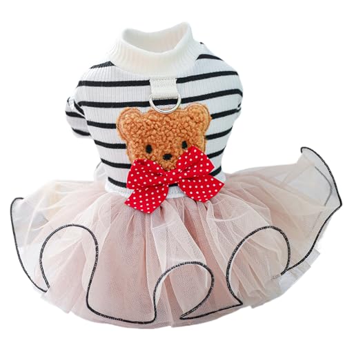 TusaMer Dog Harness Dress Cute Striped Puffy Tulle Dog Dress Comfortable Breathable Puppy Clothes Puppy Clothes Girl Outfits Hundebekleidung.
