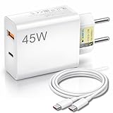 Kit Carregador Turbo 45W com Carga Rápida e Porta Dupla (USB-A + USB-C) Fast Charge Alta Potência Compatível com iPhone 15, 16, 17 e Celulares/Tablets Android