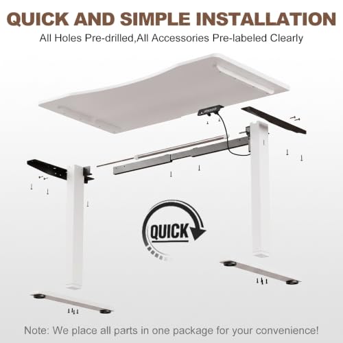 Image of Solid Wood Electric Standing Desk 47.2 inchx23.6 inchHome Office Desk,Adjustable Workbench with 3 Stages Single Motor, Computer Workstation with T-Shaped Metal Bracket,Walnut Standing Desk for Gaming(1 Box)