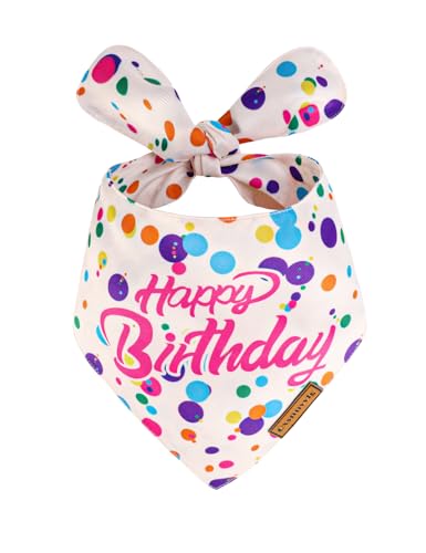 Qxsnuvvlg Luxury Double-Layer Dog Birthday Bandana Handmade Silk-Soft Polyester for All Dog Sizes | Birthday & Party Outfit | Gift-Ready Pet Accessory(Happy Birthday Medium)