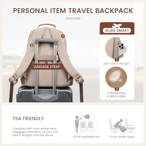 Image of LOVEVOOK Laptop Backpack for Women with Pouch Pocket for Large Capacity Cup,15.6 Inch Laptop Computer Bag Travel Backpack Purse,Waterproof Work Business Backpack College Teacher Bags,Nude