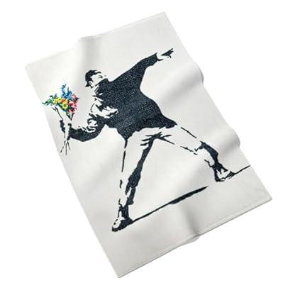 MuseARTa Geschirrtuch aus Baumwolle mit dem Gemälde Flower Bomber des Künstlers Banksy Graffiti in der Größe 40x60cm, KT-BL-FB