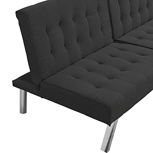 Fanye Upholstered Futon Sofa Sitting Space Loveseat Convertible Sleeper Couch Bed For Apartment Office Home Gym Living Room Furniture Sets Sofabed, Dark Grey #TOP5