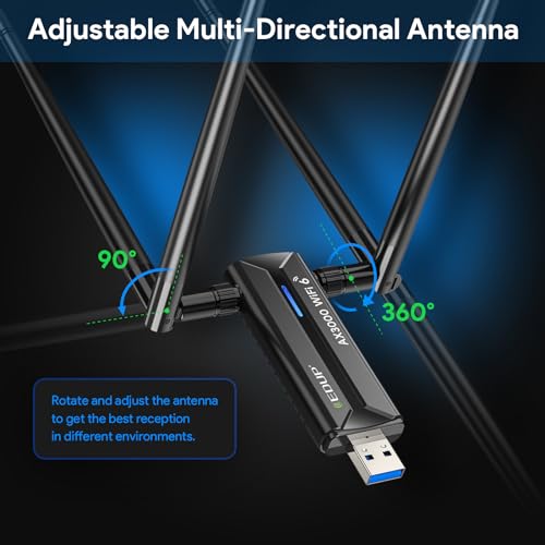 Image of EDUP USB 3.0 WiFi 6E Adapter for PC, AX3000M, Mt7921au, 802.11ax | Tri-Band 6G /5G /2.4GHz, Wi-Fi Dongle Wireless Network Card, Support Windows 11 /10 ( Install Driver ) & Linux ( Free Driver )