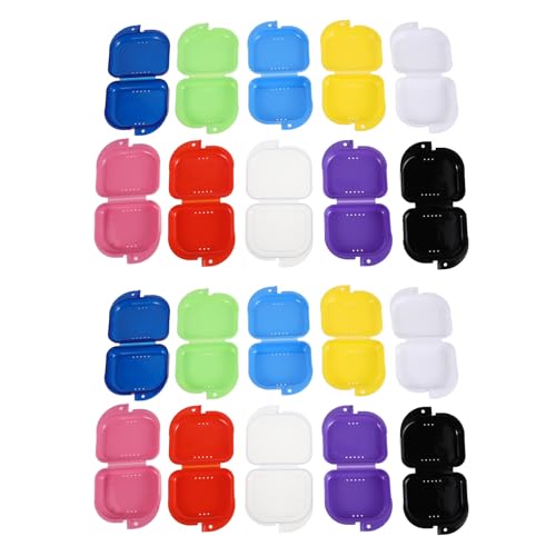 Caja organizadora de plástico para retenedor dental con tapa ventilada, pack de 20 unidades