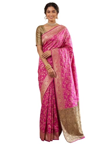 Image of AKHILAM Women's Multicolor Litchi Silk Ethnic Motif Print Saree With Unstitched Blouse Piece|sarees for women | litchi silk sarees