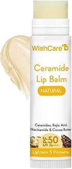 WishCare Ceramide Lip Balm with SPF 50 PA+++ | Brightening Lip Balm for Dark Lips | Kojic Acid & Niacinamide | For Women | Natural & Untinted | 5g