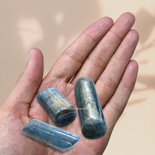 Image of Certified Kyanite Crystal Healing Tumbled Stone, Natural Polished Crystals for DIY Crafts, Manifestation, Meditation, Pooja Feng Shui and Reiki Healing (30 Grams)