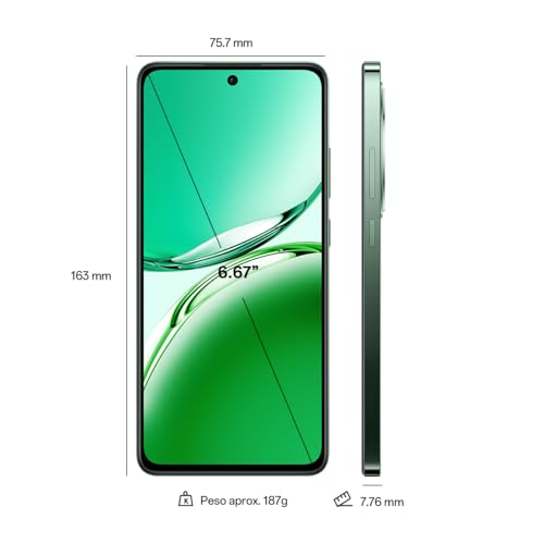 OPPO Reno12F 5G - Smartphone Libre con IA, 16GB (8GB+8GB) 256GB, Pantalla 2.5D AMOLED 6.7", Cámara 50+8+32 MP, Android, IP64, Batería 5000mAh, Carga Rápida 45W, Cargador Incluido - Black Green - Imagen 3