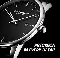 Stuhrling Original Men’s Watch Black Dial Dress Watch 40mm, Ultra Slim Mens Watch Black Leather Strap, Quartz Analog Men’s Wrist Watch, Classic Minimalist Watch for Men — image 7