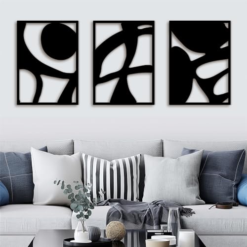 Black Abstract Metal Wall Art Decor for Living Room Bedroom
