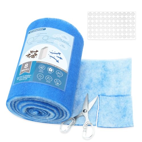 UCINNOVATE Rollo de filtros de ventilación de aire de 50 x 228 cm (más de 50 filtros), kit de filtros de ventilación triples electrostáticos MERV 8 cortados a medida para rejillas de techo del hogar,