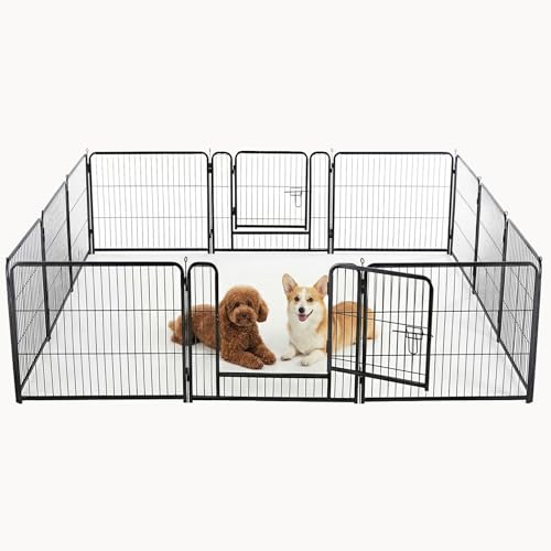 Image of NEWBULIG Dog Playpen Indoor 12 Panels 24 Inch, Metal Outdoor Dog Fence Pen | Heavy Duty Metal Exercise Pen, Foldable Portable, RV Camping, Yard Garden, Small Dogs Pet Pen