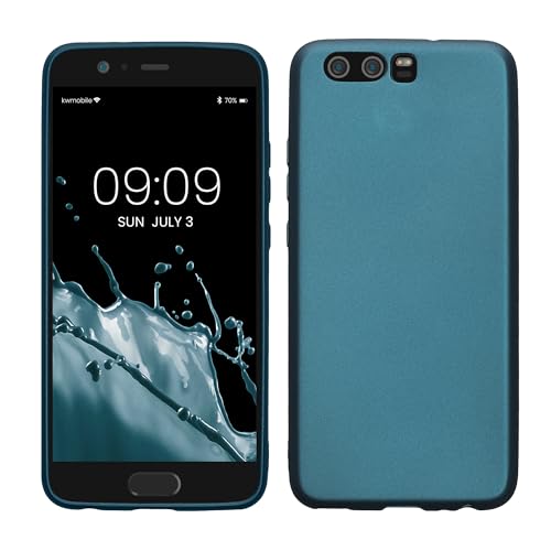 kwmobile Funda para Huawei P10 Carcasa - Case TPU y Silicona Ultrafino - Antigolpes con Bordes elevados - Apto Carga inalámbrica - Azul metálico