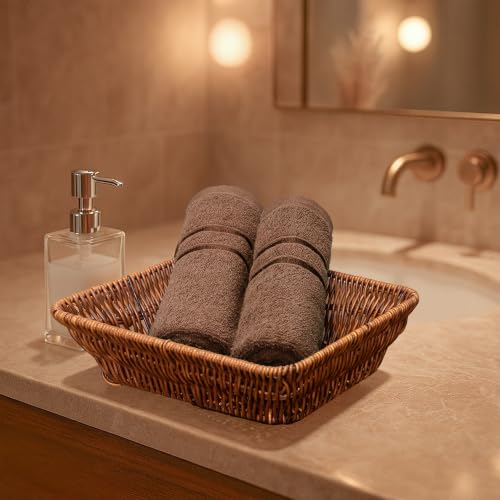 Image of MYTRIDENT Trident Hand Towels, 100% Cotton, Highly Absorbent, Super Soft, 2 Piece Hand Towel Set, 400 GSM, Brown