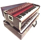 Brass-India Portable Folding Harmonium, 9 Stops, Rosewood Color, 3 1/2 Octave, Coupler, Bag, Tuned To A440