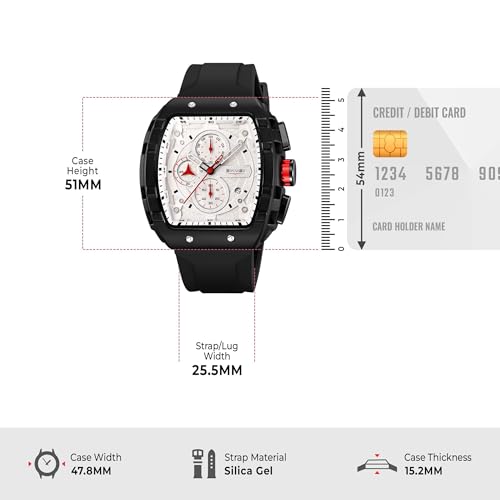 Image of SKMEI Tonneau Analog Watch - Men's Quartz Fashion Sports Watch, Analog Display, 30M Water-Resistant, Stopwatch & Date Function, Durable Zinc Alloy Case - 9341