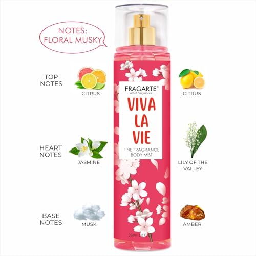 Image of Body Mist Viva La Vie | Long Lasting Fresh Floral Fragrance for Women & Girls | Daily Wear Perfumed Body Spray | Light & Refreshing Scent Mist for All Day Use - 236 ml