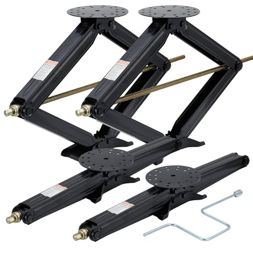 GarveeTech Camper Trailer Stabilizer Leveling Scissor Jacks Set of 4,Car Scissor Lift Jack 4 in-30 in Height Adjustable, 7500 LBS Heavy Duty RV Scissor Jack with Crank Handle for Travel Trailer Camper